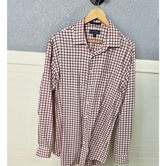 Paul Fredrick Red Checkered Button Down Dress Shirt - Picture 1 of 7